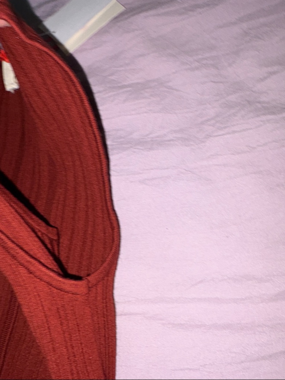 Open Edit Women's Off-the-Shoulder Ribbed Sweater in Rust - Picture 4 of 6